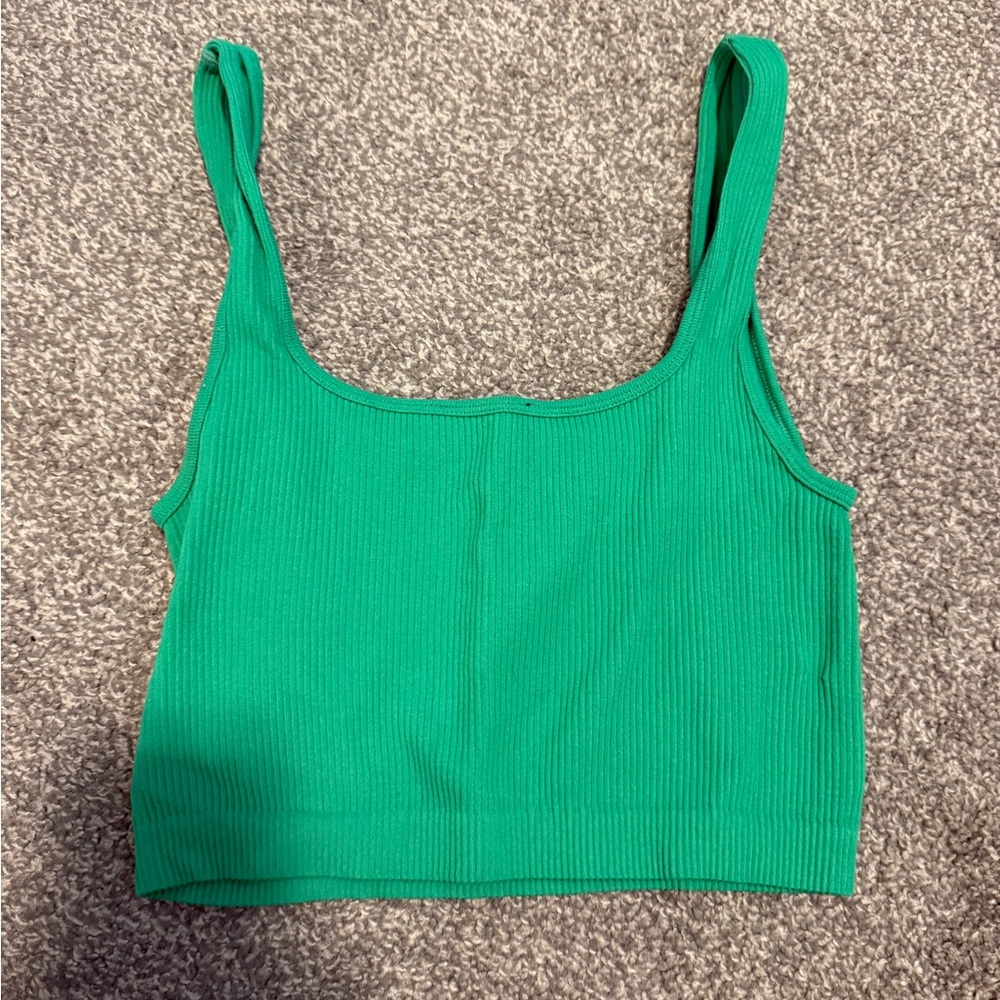 Zara Green Ribbed Crop Top